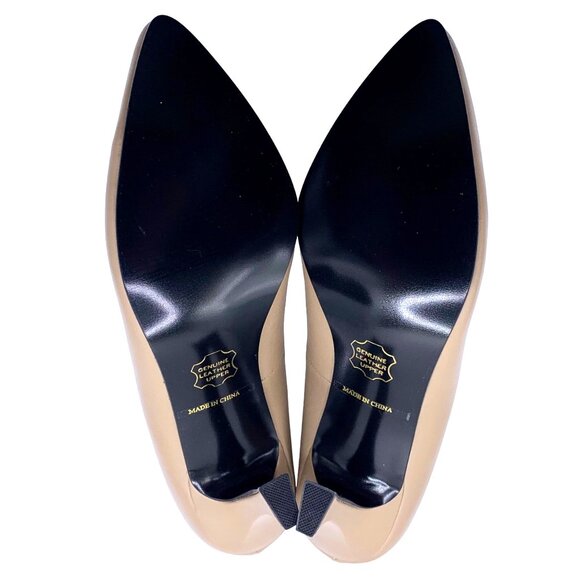 Taupe Minimalist Leather Pumps Interview Shoes Pumps Pageant Comfort Heels - Picture 6 of 11